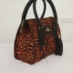 Ankara Bag with Leather Handle and Tassel (Black Handle Cross Bag)