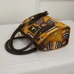 Ankara Bag with Leather Handle and Tassel (Brown Handle Cross Bag)