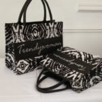 Stone Embellished Ankara Cross Tote Bag. (White and Black)